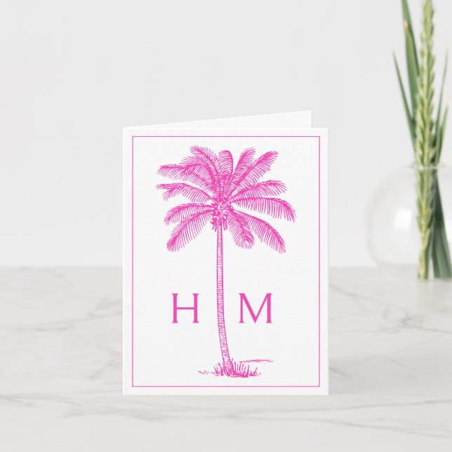 Rosa Küsten-Palmetto-Palme Monogramm (Vorderseite)
