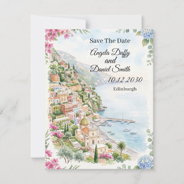 Rosa Küstenblumen-Save-The-Date-Karte Save The Date (Vorderseite)
