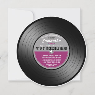 Rosa Label Vinyl Record Retirement Party Einladung