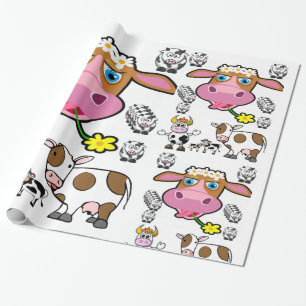Rosa lachende Kuh-Geschenkpapier Geburtstag Geschenkpapier