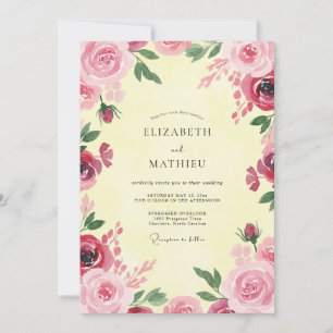 Rosa lackierte Himbeer-Hochzeit Einladung