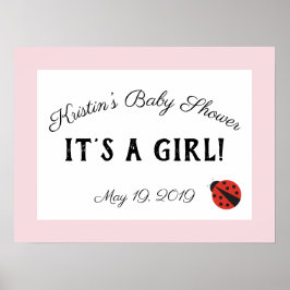 Rosa Ladybug Babydusche willkommen ist Mädchenzeic Poster