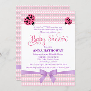 Rosa Ladybug mit Lavendel und SilberBaby-Dusche Einladung