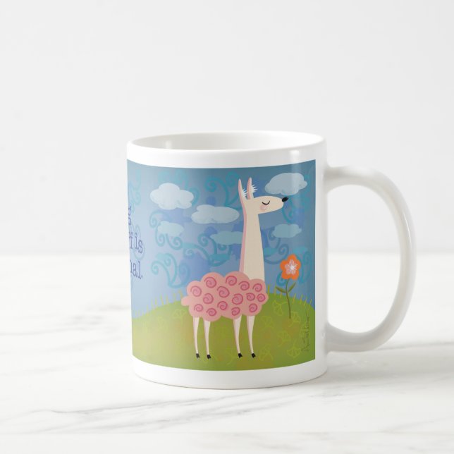Rosa Lama auf Gipfel-Tasse Kaffeetasse (Rechts)