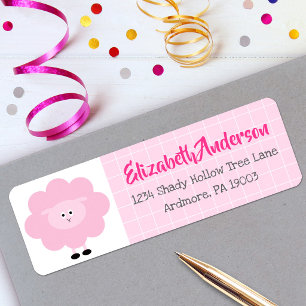 Rosa Lamm-Baby-Party Süße Kawaii Moderne Adresse