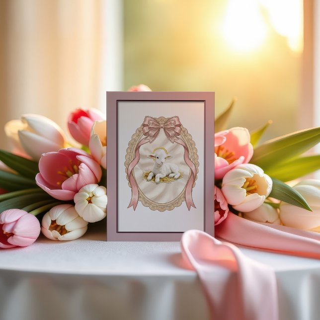 Rosa Lamm Gottes Ostern Karte (Von Creator hochgeladen)