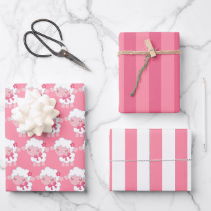 Rosa Lamm-Wrap-Papier-Set Geschenkpapier Set