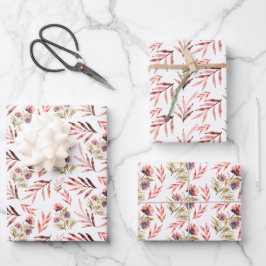 Rosa Land Rustikale Wildblumen Geschenkpapier Set