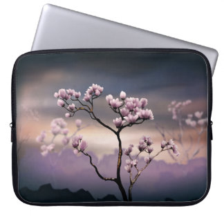 Rosa Laptop-Tasche der Magnolien-(dunkle Version) Laptopschutzhülle
