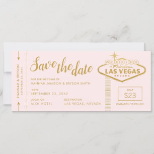 Rosa Las Vegas Boarding Pass Save the Date Karte
