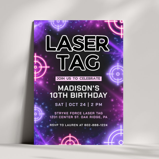 Rosa Laser Tag Glow Geburtstag Einladung (Von Creator hochgeladen)