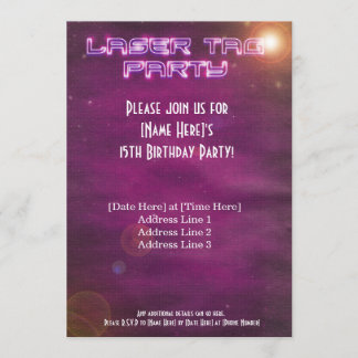 Rosa Laser Tag Party laden Einladung