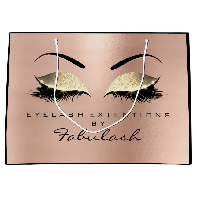 Rosa Lashes Eyes Makeup Minimales Branding Große Geschenktüte (Vorderseite)