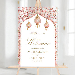 Rosa Laterne Roségold Muslimische Hochzeitsbegrüßu Acrylschild
