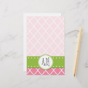 Rosa Lattizität, Quatrefolie, Trellis, Monogramm Briefpapier
