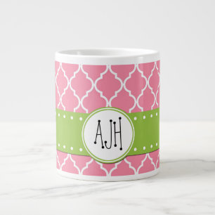 Rosa Lattizität, Quatrefolie, Trellis, Monogramm Jumbo-Tasse