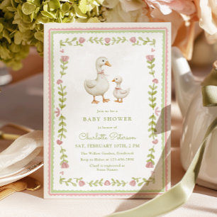 Rosa Launische Gans-Baby-Party Einladung