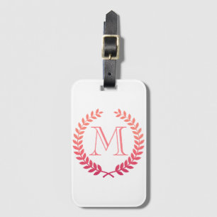 Rosa Laurel Wreath Monogramm Gepäckanhänger