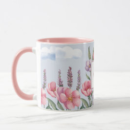 Rosa Lavendel-Blume Rosa O Monogramm Combo-Tasse Tasse