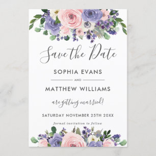 Rosa Lavendel Blumen Hochzeit Save-the-Date-Karte Einladung