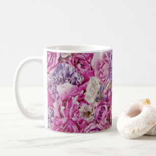 Rosa Lavendel Blumen Muster in Rosa und Weiß Kaffeetasse