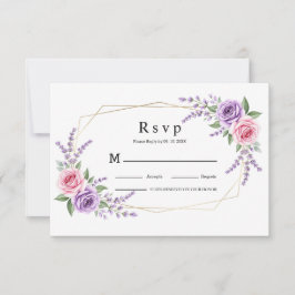 Rosa Lavendel Geometrische Hochzeits-RSVP-Karte  RSVP Karte