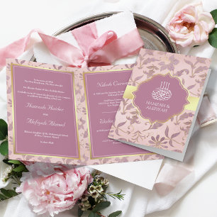 Rosa Lavendel Gold Floral Muslimische Hochzeit Einladung