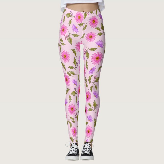 Rosa Lavendel Lacy Daisy Leggings (Vorderseite)