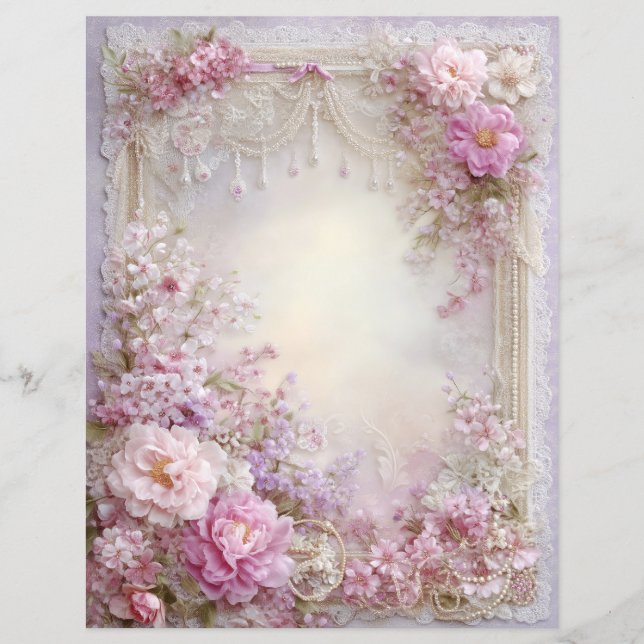 Rosa Lavendel Vintage-Junk-Journal-Schrappbuch-Pap (Vorderseite)