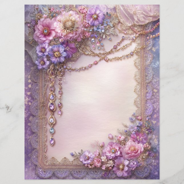 Rosa Lavendel Vintage-Junk-Journal-Schrappbuch-Pap (Vorderseite)