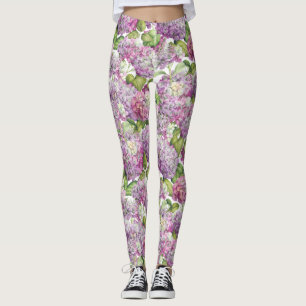Rosa Lavendelhydrangea-Blumenmuster Leggings