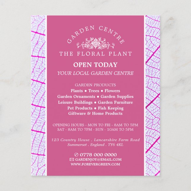 Rosa Leaf, Gartenzentrum, Gartenbaukunst Flyer (Vorne)