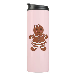 Rosa Lebkuchen-Mädchen-Thermobecher Thermosbecher