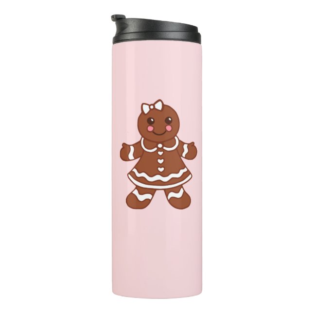 Rosa Lebkuchen-Mädchen-Thermobecher  Thermosbecher (Nach rechts gedreht)