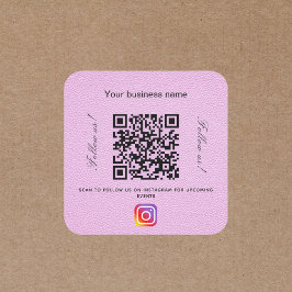Rosa Leder Firmenname qr Code instagramm Quadratischer Aufkleber