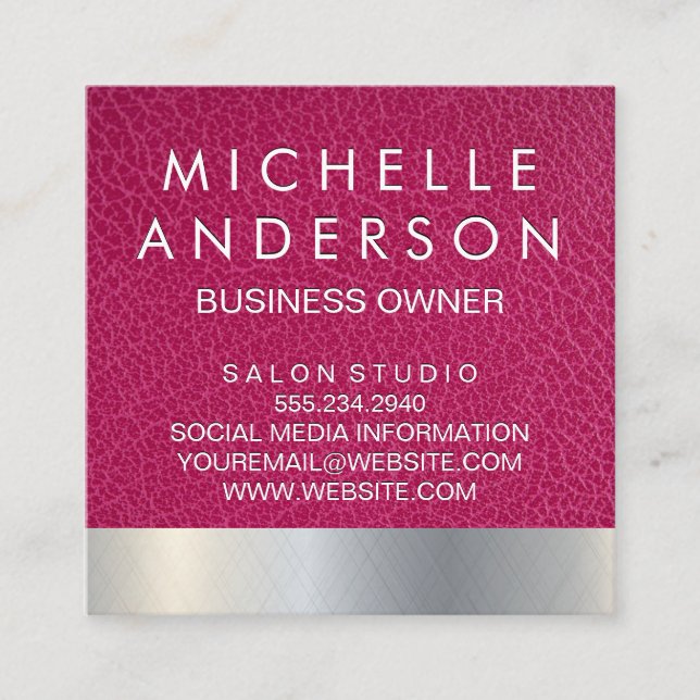 Rosa Leder Metallic Treuekarte (Vorderseite)