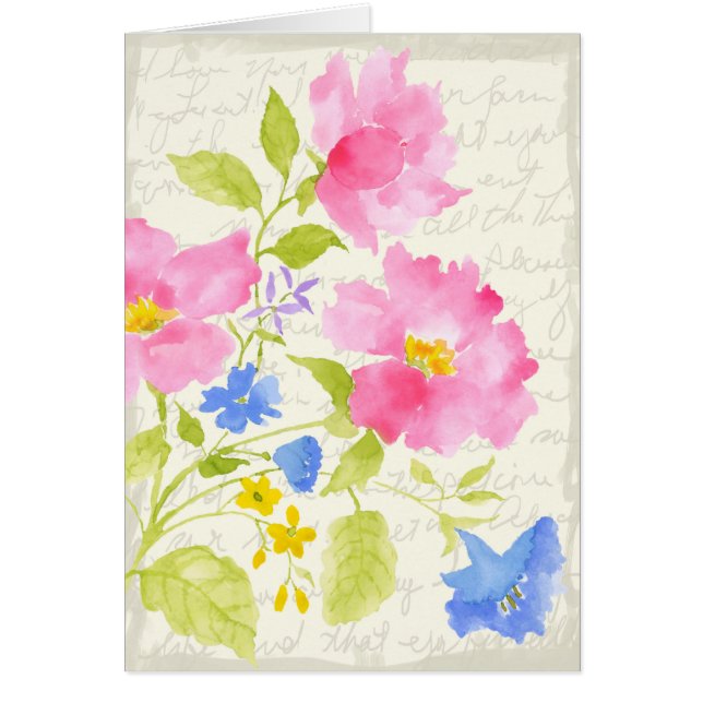 Rosa leere mit Blumenkarte (Vorne)