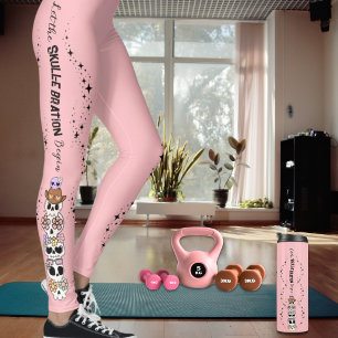 Rosa Leggings Halloween Süße Goth-Schädel