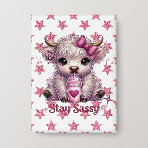 Rosa, leicht Bleibe, Kühe im Hochland Button