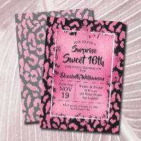 Rosa Leopard 16. Geburtstagsparty Einladungen