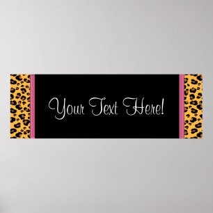Rosa Leopard Baby Shower Banner Poster