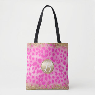 Rosa Leopard Cheetah Print Gold Glitzer Monogram