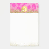 Rosa Leopard Cheetah Print Gold Glitzer Monogram