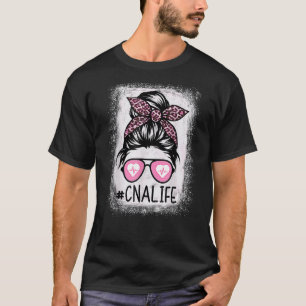Rosa Leopard Cna Krankenschwester Leben Gebleicht T-Shirt