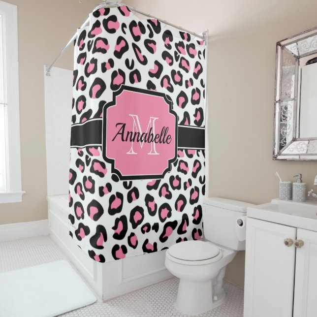 Rosa Leopard-Druck Duschvorhang (Beispiel)