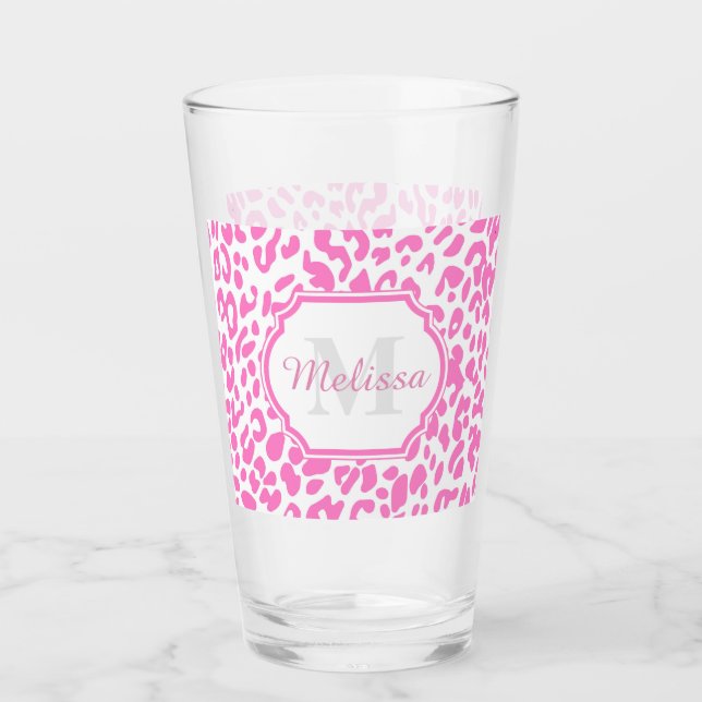 Rosa Leopard-Druck Glas (Vorderseite)