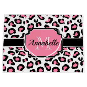 Rosa Leopard-Druck Große Geschenktüte