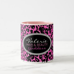 Rosa Leopard-Druck-Haar u. Tasse der