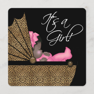 Rosa Leopard Ethnic Baby Girl Dusche Einladung