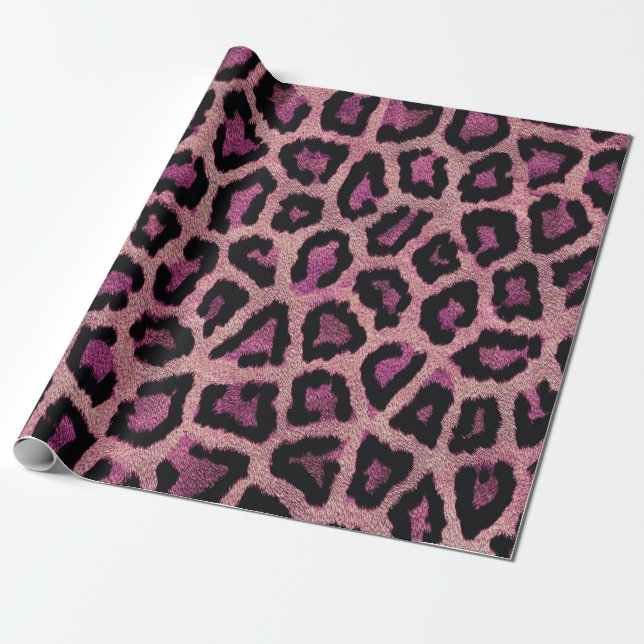 Rosa Leopard-Farbe Geschenkpapier (Ungerollt)